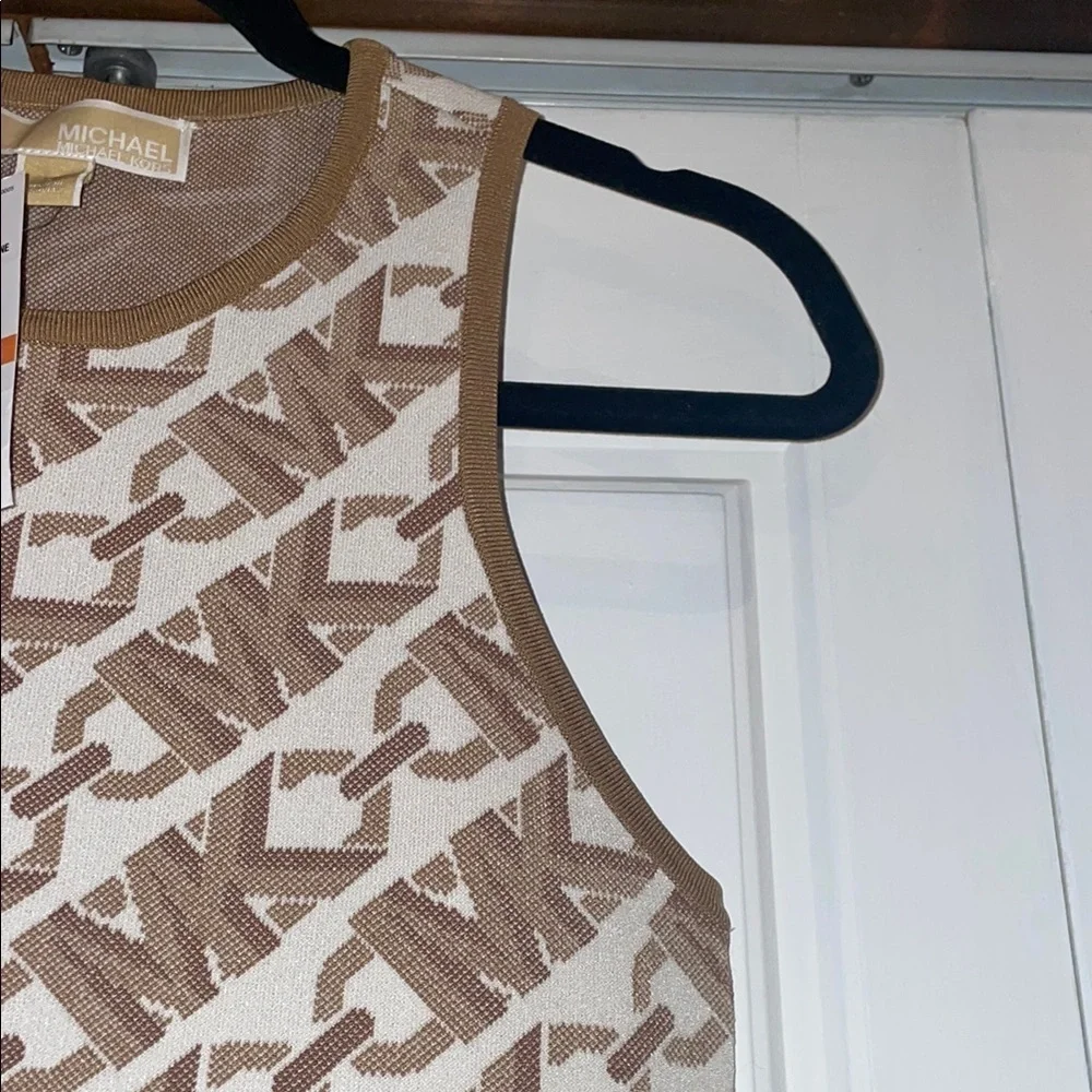 Michael Kors Tan and White Halter Sheath Dress - Picture 4 of 9